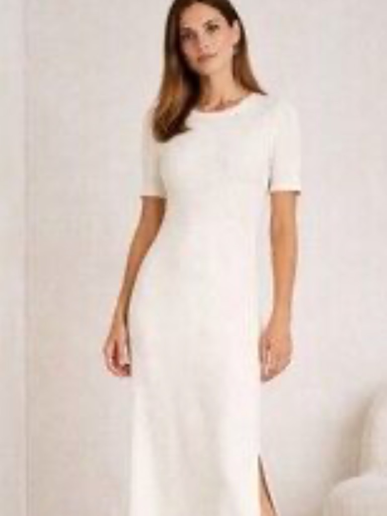 Ayr Classic White Short-Sleeve Maxi Dress Size Large